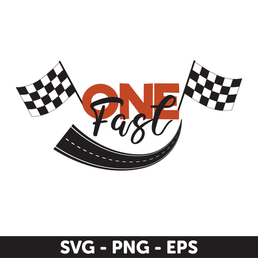 Fast One Birthday SVG | Race Car First Birthday PNG | Racing Theme Cut File, race car birthday, first birthday Svg, boy birthday Svg