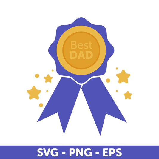 Best Dad Award Ribbon Design Svg, PNG, EPS for Father's Day, Best Dad svg, Best Dad Medal svg, Silhouette Father's Day