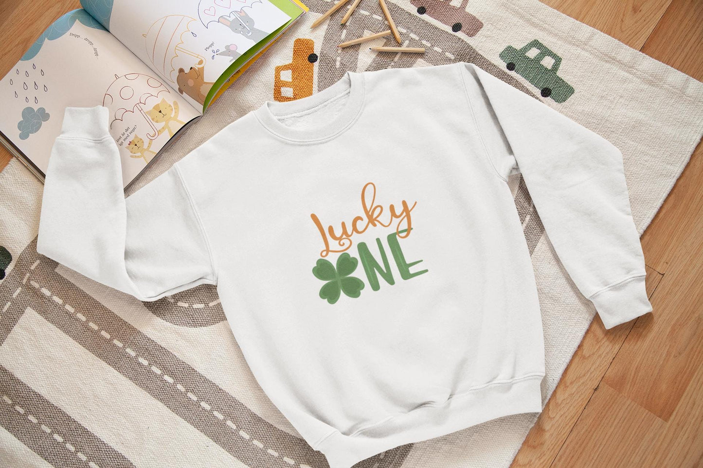 Lucky One SVG, Four Leaf Clover St. Patrick’s Day Cut File, Shamrock PNG, Irish Lucky Quote, Cricut & Silhouette File