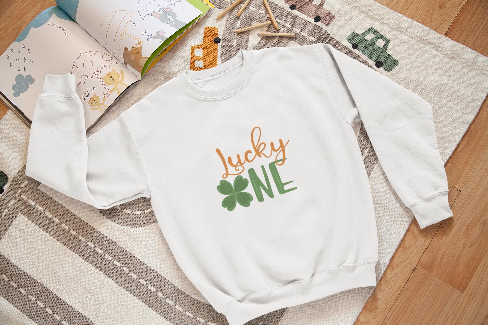 Lucky One SVG, Four Leaf Clover St. Patrick’s Day Cut File, Shamrock PNG, Irish Lucky Quote, Cricut & Silhouette File