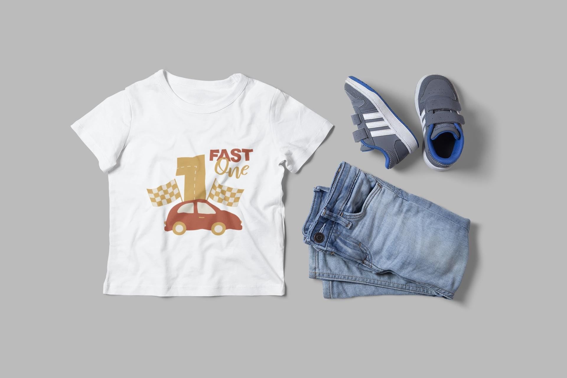 Fast One SVG, Racing Birthday Design, First Birthday, 1st Birthday Racing Car, Blue Vintage Car SVG, 1st Birthday Boy Shirt Svg
