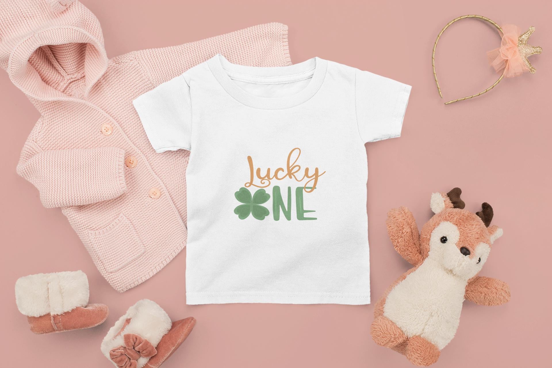 Lucky One SVG, One Lucky Family SVG Bundle – St. Patrick’s Day Matching Shirts, Lucky Shamrock, Birthday SVG, Onesie St Patrick Day Baby