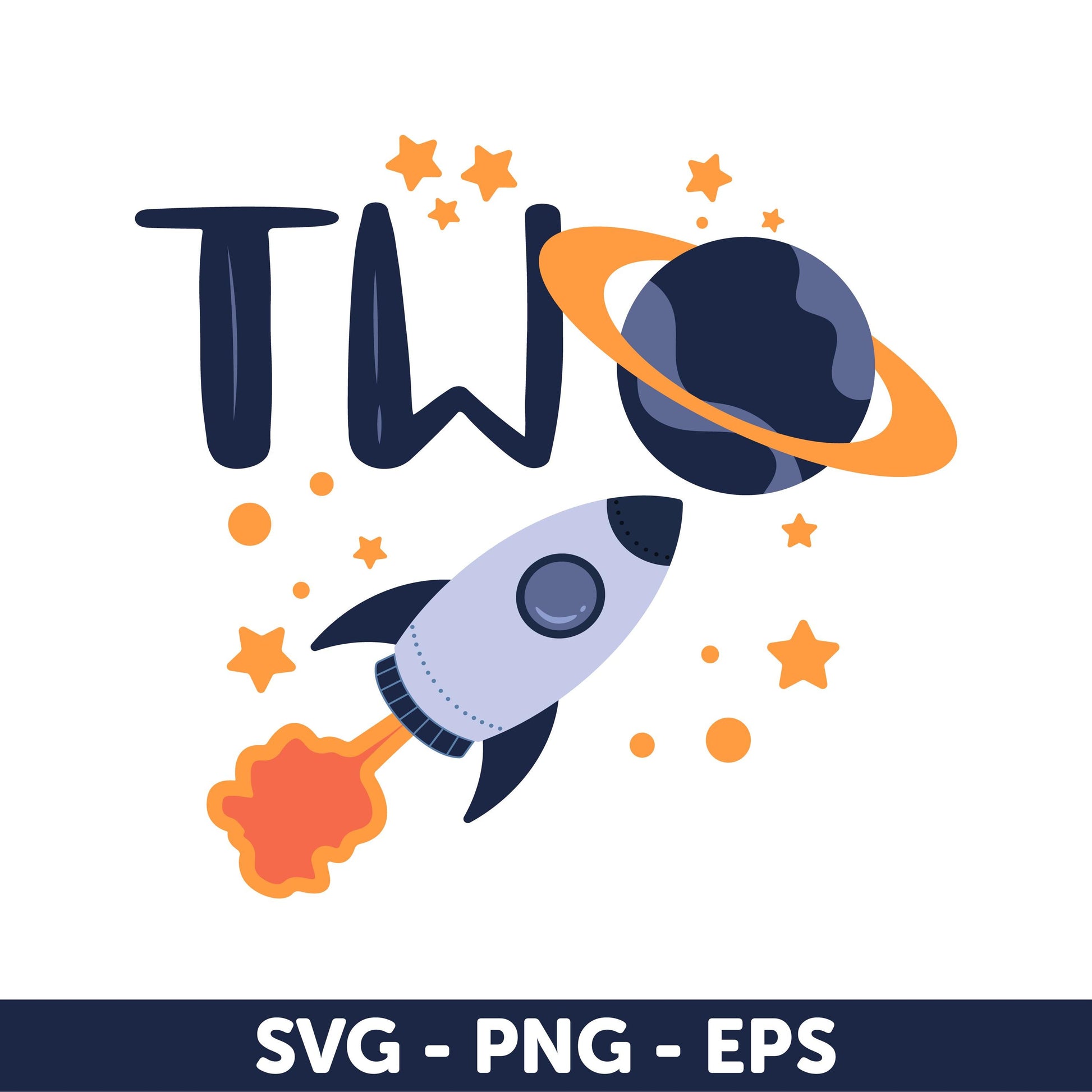 Space Birthday Svg, Space Theme Two Birthday SVG, Rocket and Planet 2nd Birthday Cut File, Two Months Birthday Svg, Astronaut Birthday Theme