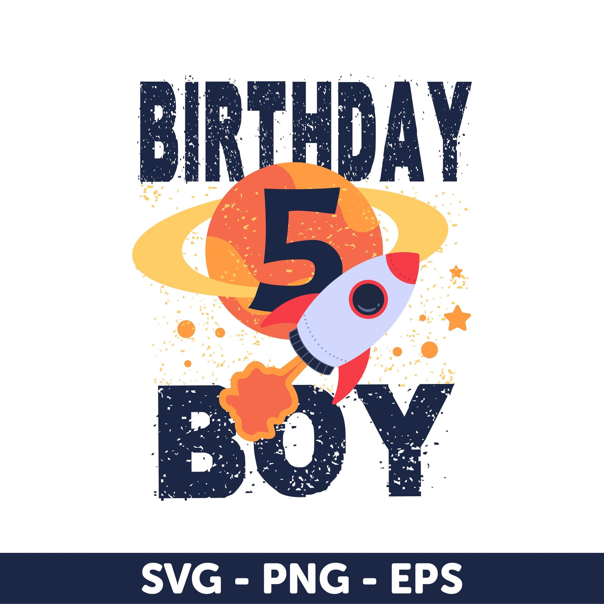5th Birthday Boy SVG | Space Theme Rocket Ship Cut File | Planet & Astronaut Birthday Design, Cosmic Birthday Design for Kids