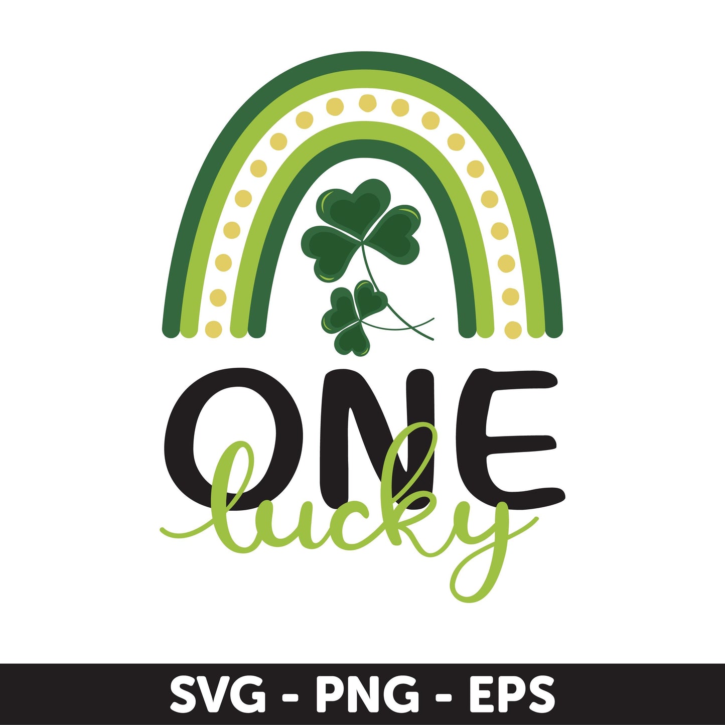 One Lucky SVG, St. Patrick’s Day Rainbow Cut File, Shamrock PNG, Irish Clover Design, Cricut & Silhouette, Baby First Birthday