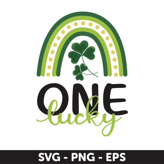 One Lucky SVG, St. Patrick’s Day Rainbow Cut File, Shamrock PNG, Irish Clover Design, Cricut & Silhouette, Baby First Birthday