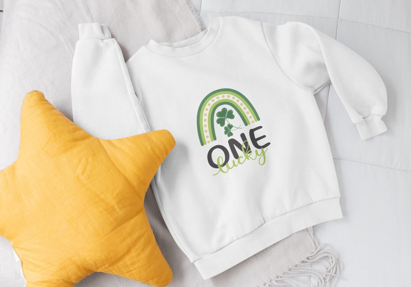 One Lucky SVG, St. Patrick’s Day Rainbow Cut File, Shamrock PNG, Irish Clover Design, Cricut & Silhouette, Baby First Birthday