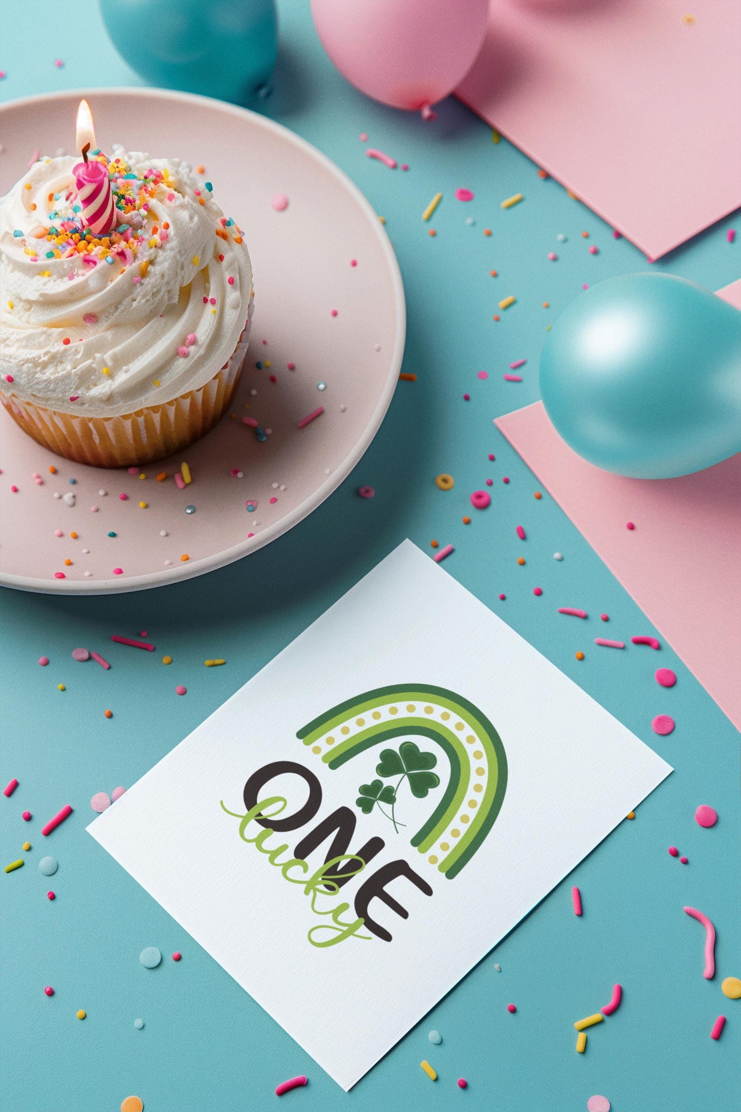 One Lucky SVG, St. Patrick’s Day Rainbow Cut File, Shamrock PNG, Irish Clover Design, Cricut & Silhouette, Baby First Birthday