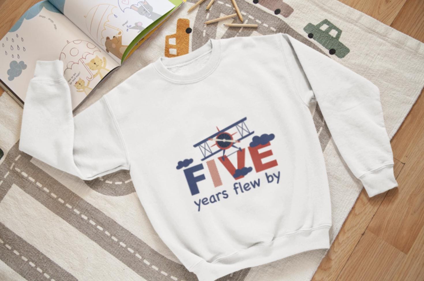 Airplane Birthday SVG - Five Years Flew By - 5th Birthday Boy Shirt Design, Pilot Birthday , Airplane Party Svg, Travel Theme Birthday svg