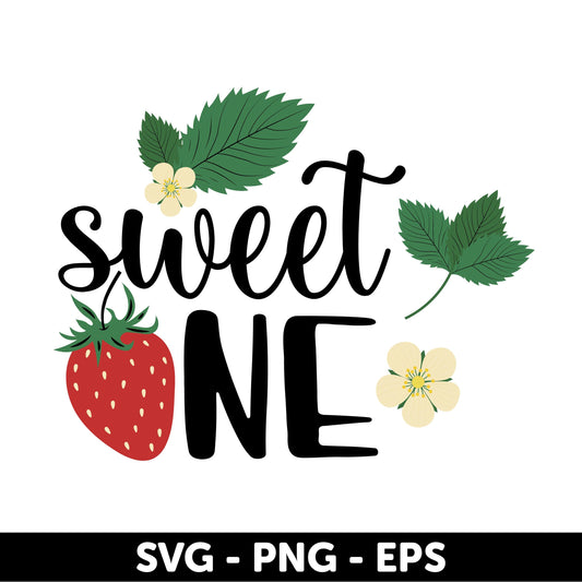 Sweet One SVG, First Birthday Design, Strawberry Theme, Strawberry 1st Birthday, Sweet One Birthday, Strawberry First Birthday SVG