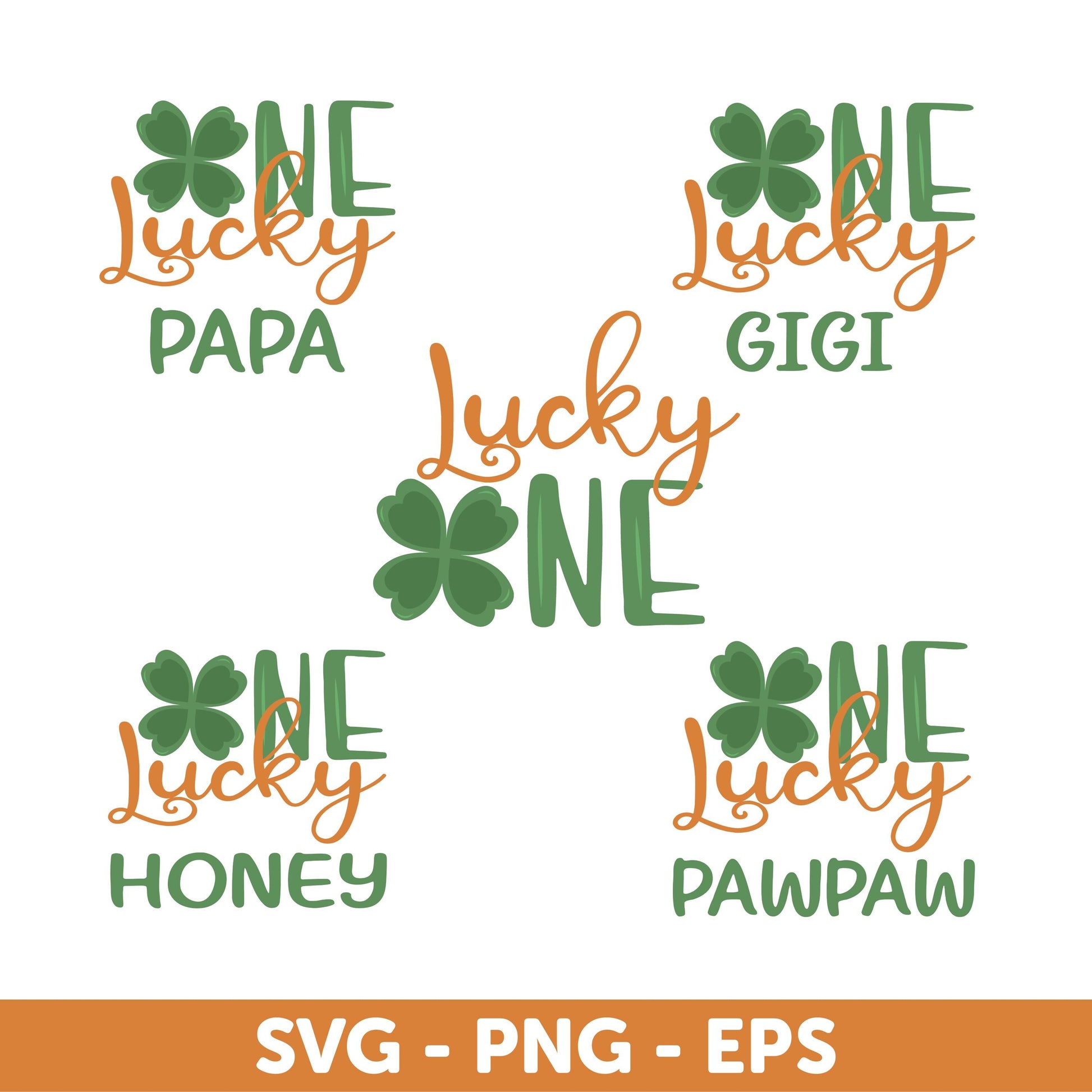 Lucky One SVG, One Lucky Family SVG Bundle – St. Patrick’s Day Matching Shirts, Lucky Shamrock, Birthday SVG, Onesie St Patrick Day Baby