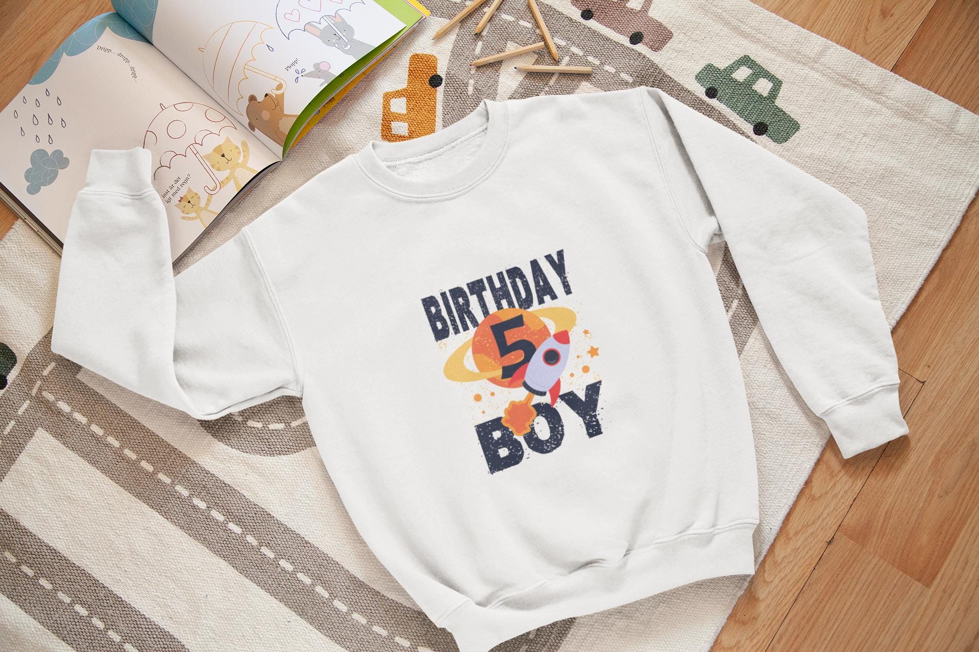 5th Birthday Boy SVG | Space Theme Rocket Ship Cut File | Planet & Astronaut Birthday Design, Cosmic Birthday Design for Kids