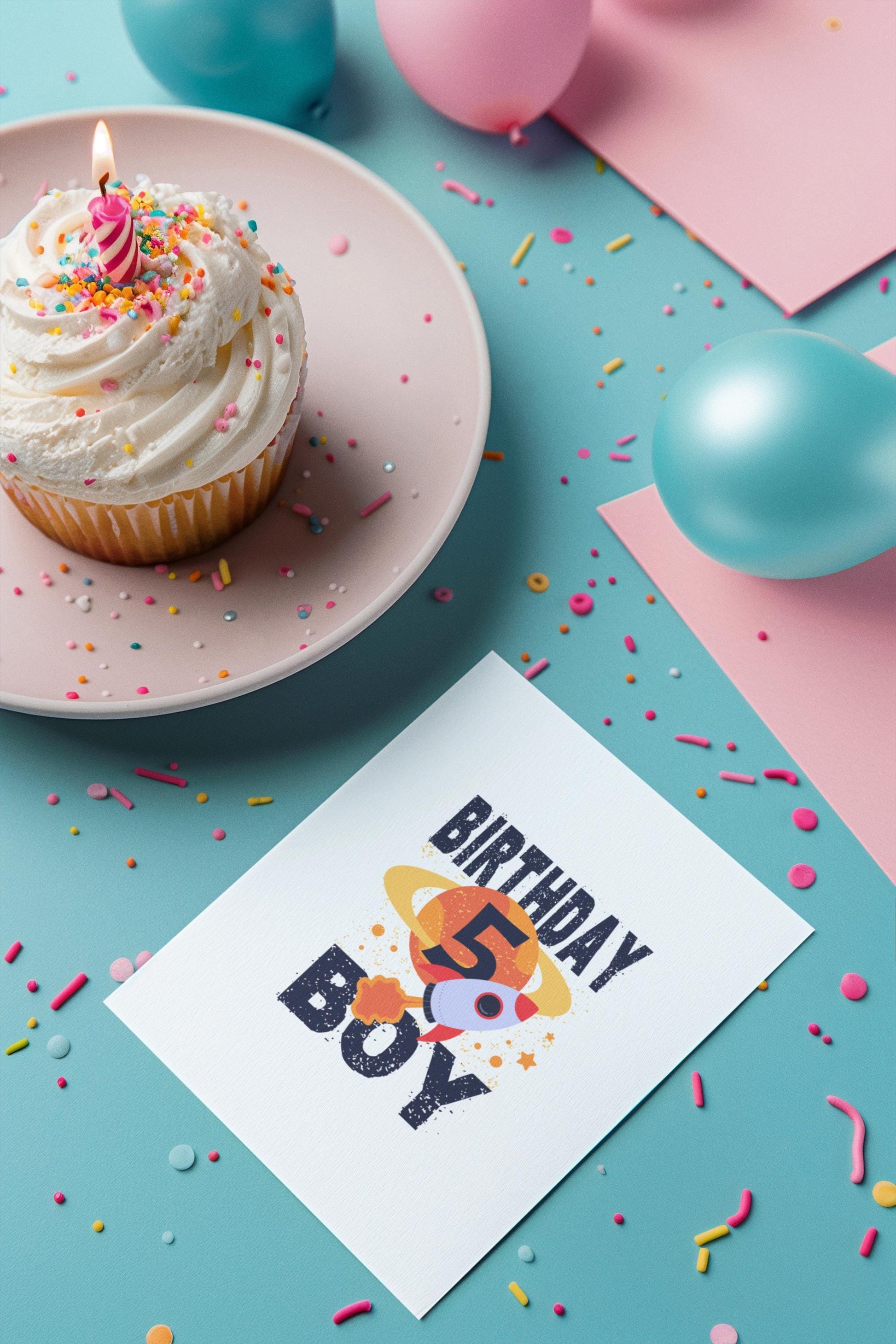 5th Birthday Boy SVG | Space Theme Rocket Ship Cut File | Planet & Astronaut Birthday Design, Cosmic Birthday Design for Kids