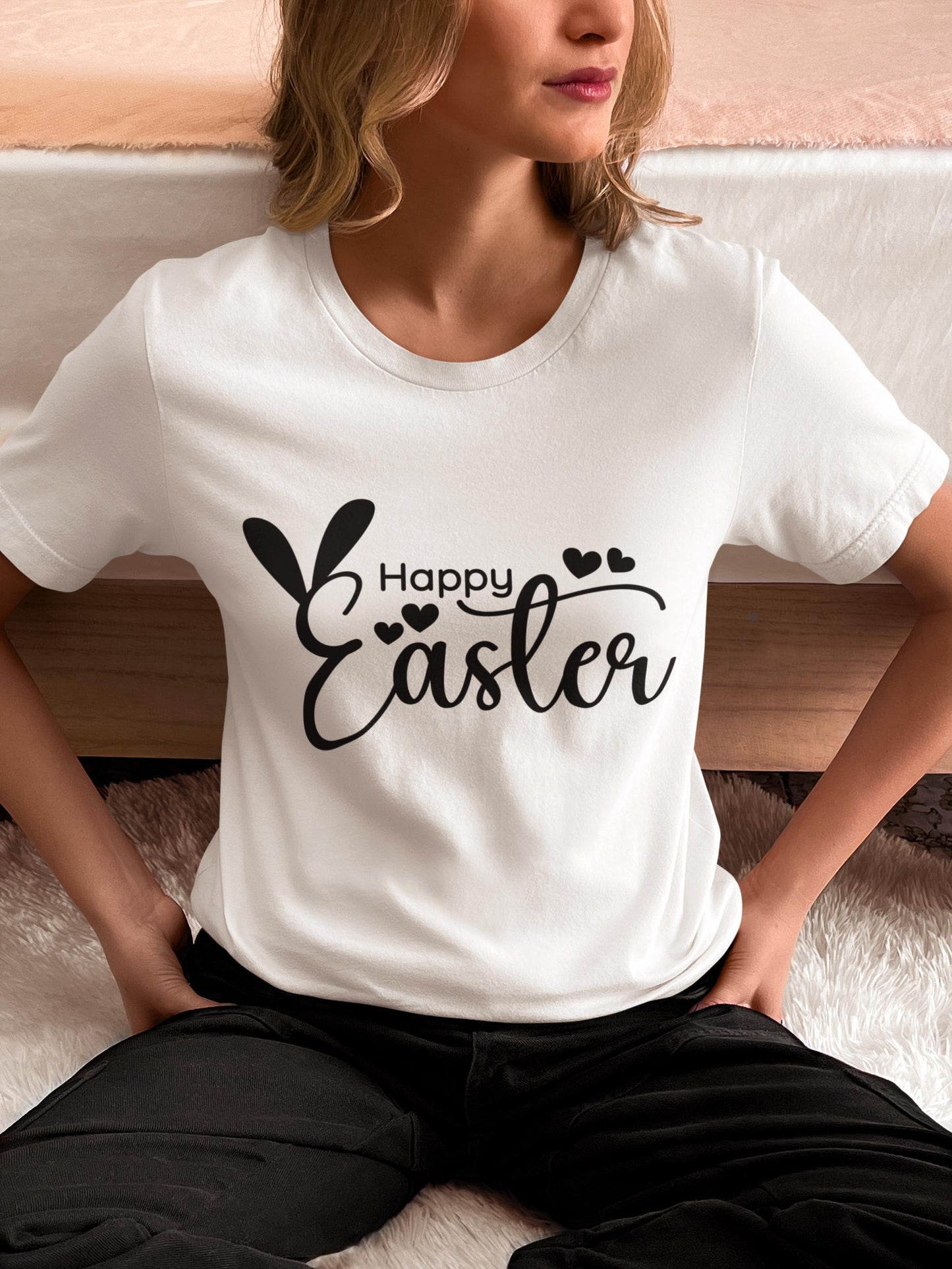 Happy Easter SVG | Bunny Ears Easter Cut File | Cute Easter Quote for Cricut & Silhouette, Easter T-Shirt Design, Printable Easter Design