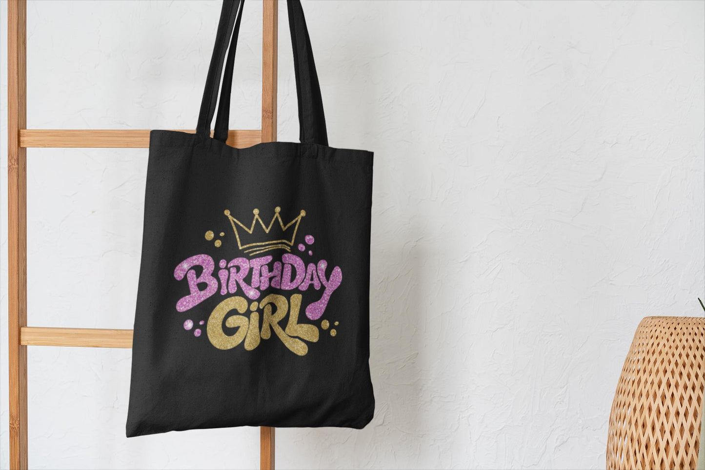 Glitter Birthday Girl PNG, Gold & Pink Birthday Design, Birthday Girl PNG, women's Cute Birthday, Crown PNG, T-Shirt Design