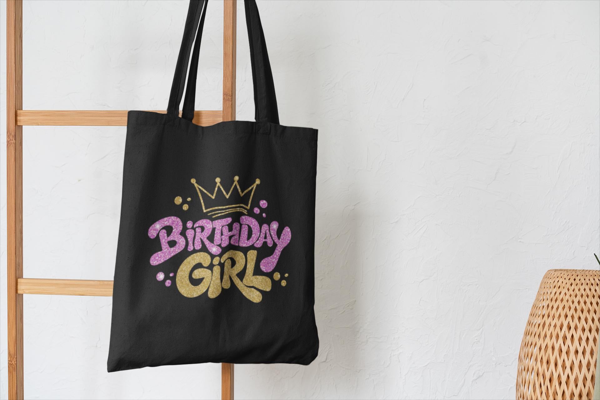 Glitter Birthday Girl PNG, Gold & Pink Birthday Design, Birthday Girl PNG, women's Cute Birthday, Crown PNG, T-Shirt Design
