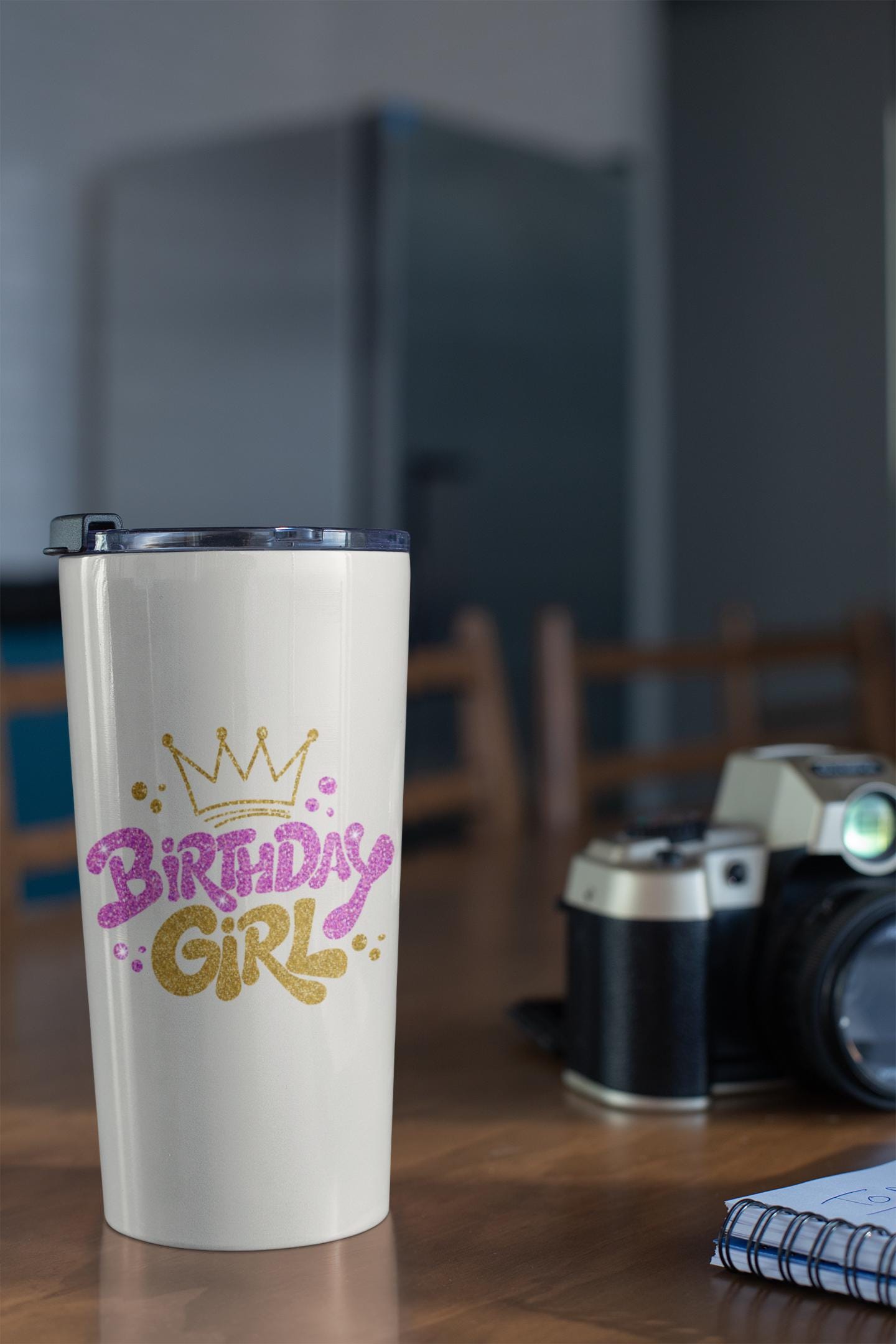 Glitter Birthday Girl PNG, Gold & Pink Birthday Design, Birthday Girl PNG, women's Cute Birthday, Crown PNG, T-Shirt Design