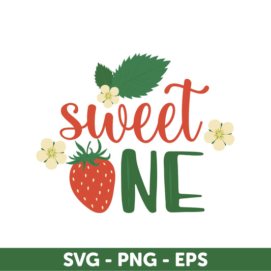 Sweet One Birthday SVG, Strawberry 1st Birthday PNG, Cute First Birthday Design, Fruit Theme Party, Sweet One Strawberry Birthday