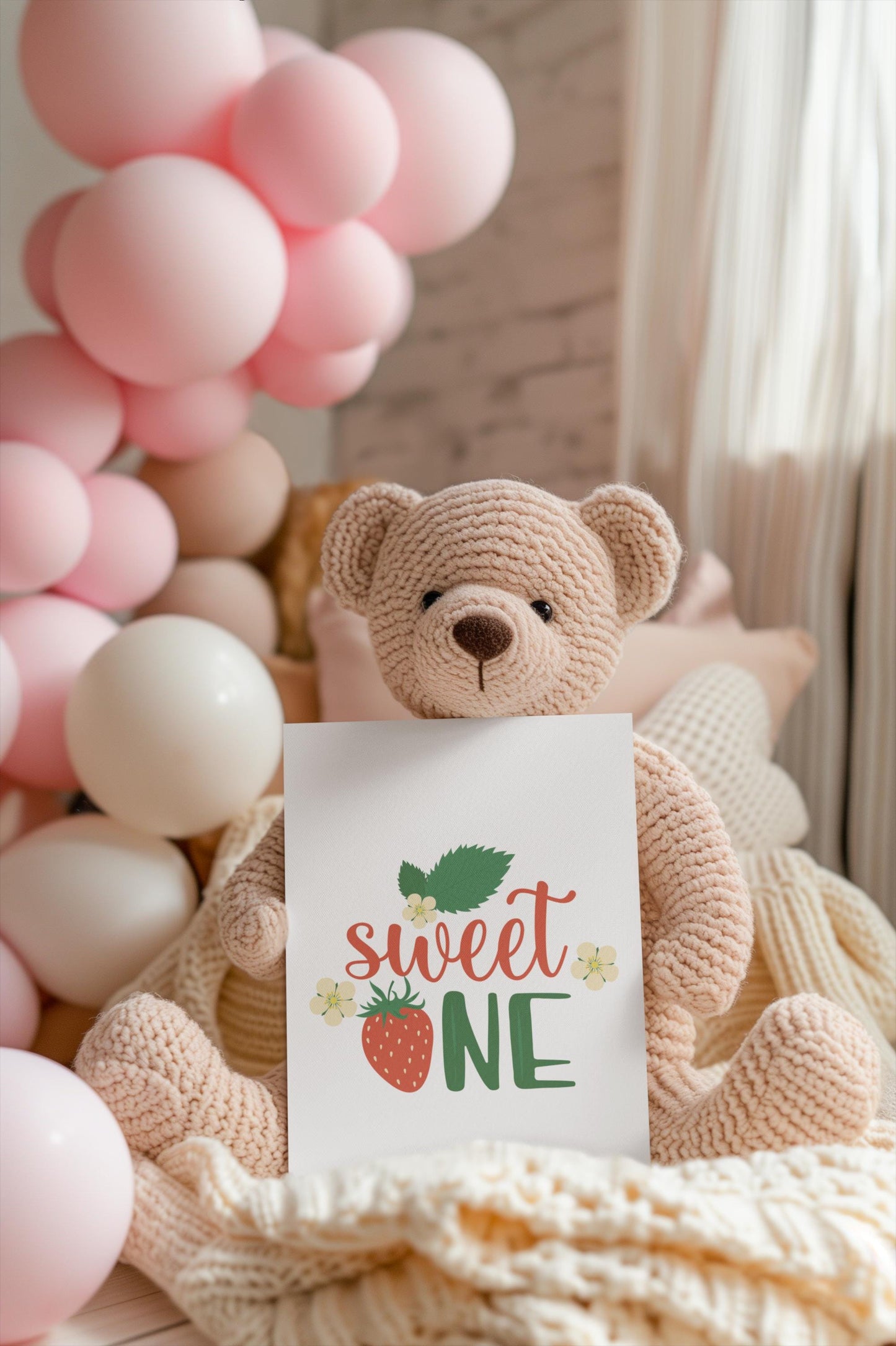 Sweet One Birthday SVG, Strawberry 1st Birthday PNG, Cute First Birthday Design, Fruit Theme Party, Sweet One Strawberry Birthday