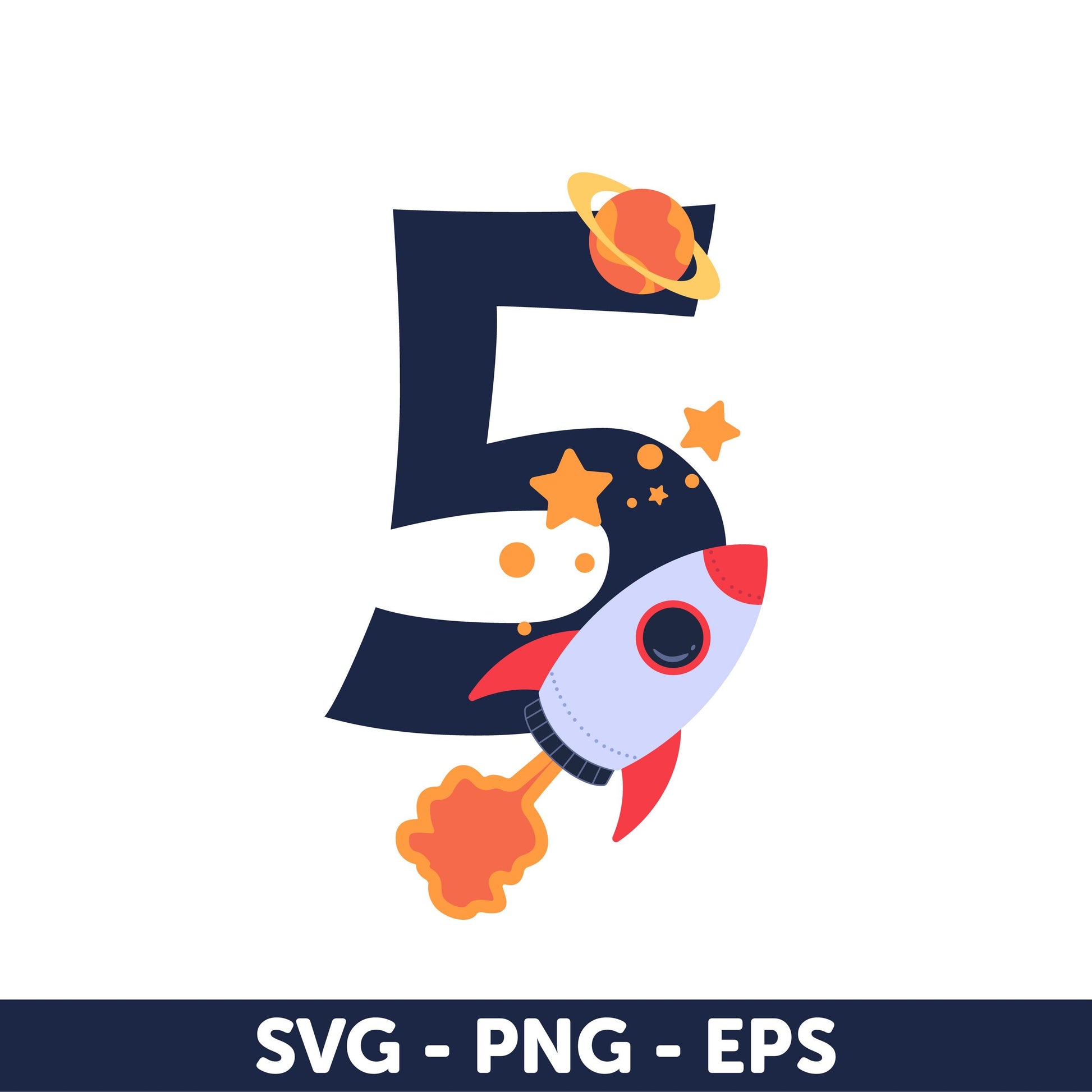 5th Birthday Design, Kids Birthday Svg, Space Birthday Number 5, Rocket Ship Birthday Design, Kids Space Party Birthday Boy, Birthday Girl