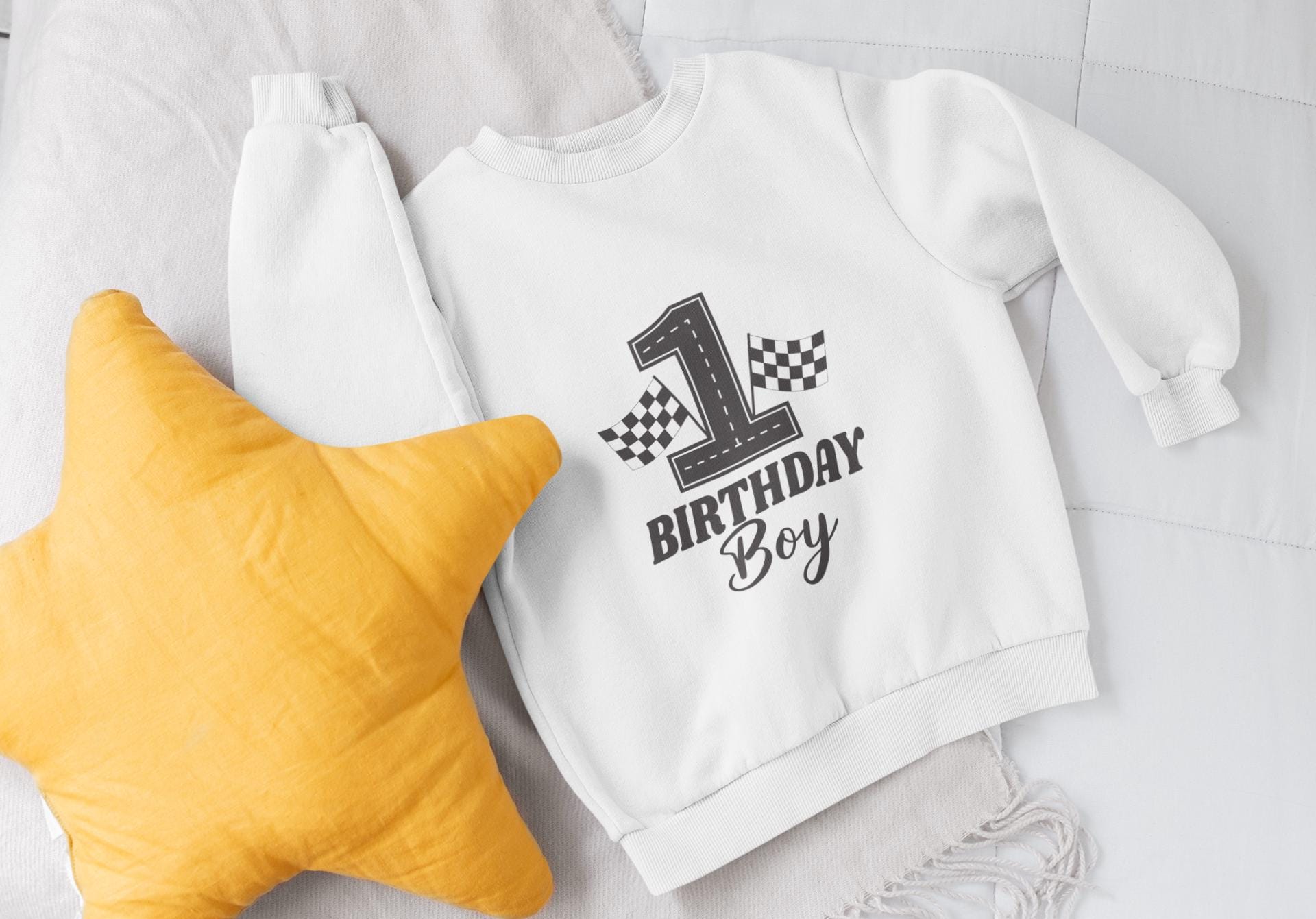 Race Car Birthday SVG Bundle – 1st Birthday Boy Family Set of the Birthday Boy – Racing Theme Clipart Matching Birthday Shirt Designs